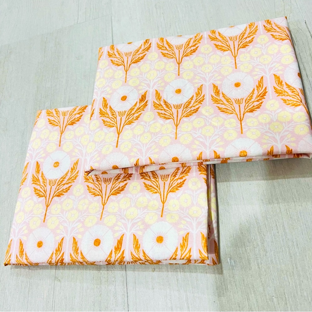 Anthropologie x Ellen Merchant Poppy  Floral Pink Pair Pillowcases Standard